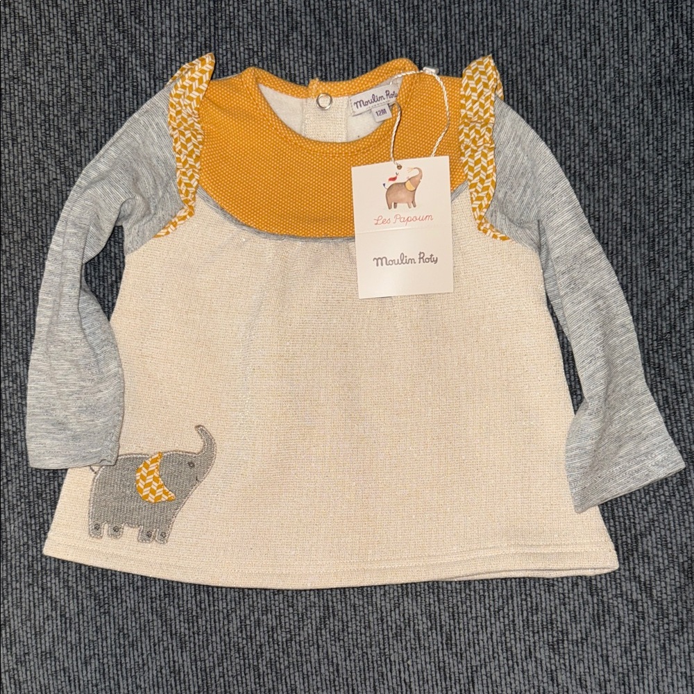 Moulin Roty Kids Casual Dress - Gray and Yellow